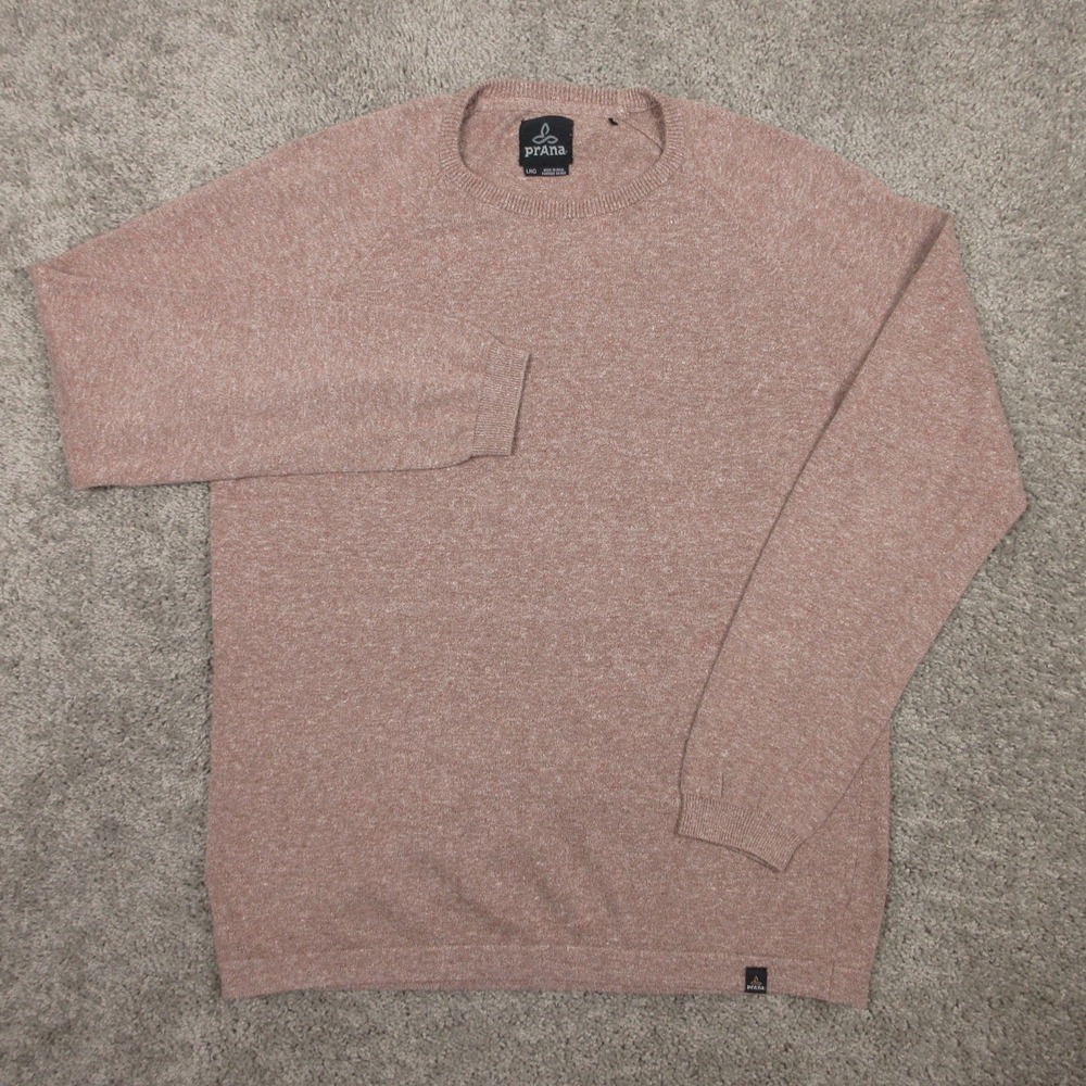 prAna Sweater Mens Large Brown Knit Pullover Outdoor Casual Hiking Mountain EUC